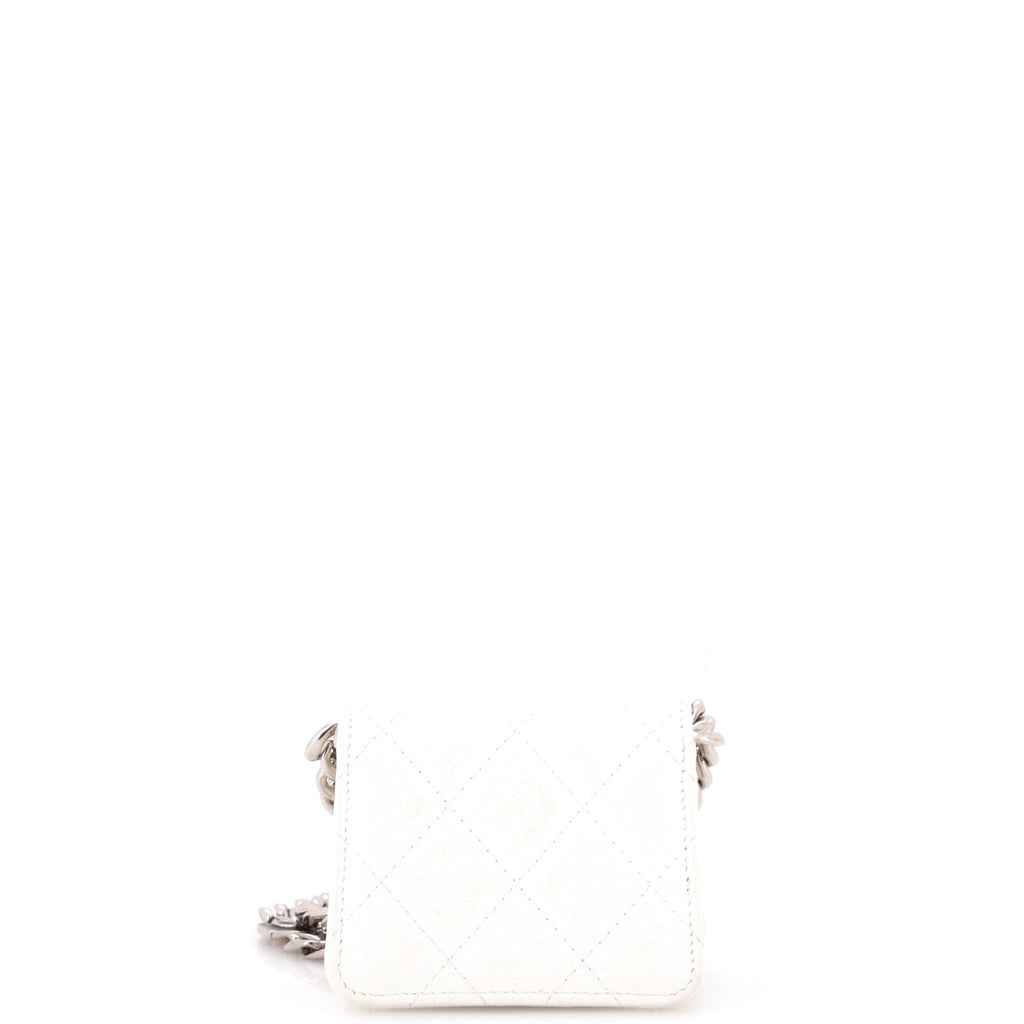 Coco Enamel Strap Flap Clutch with Chain Quilted Caviar Mini