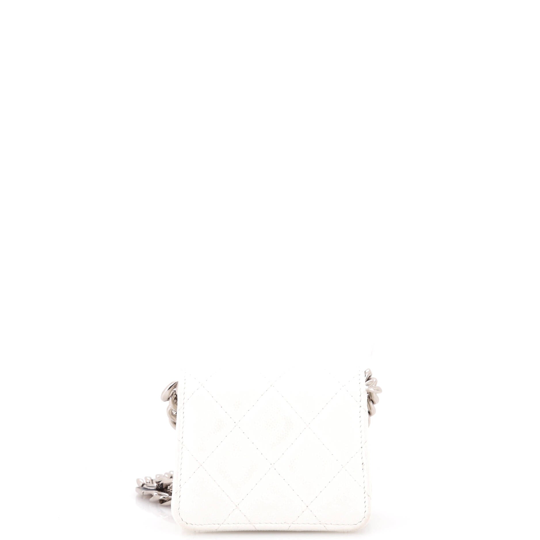 Coco Enamel Strap Flap Clutch with Chain Quilted Caviar Mini