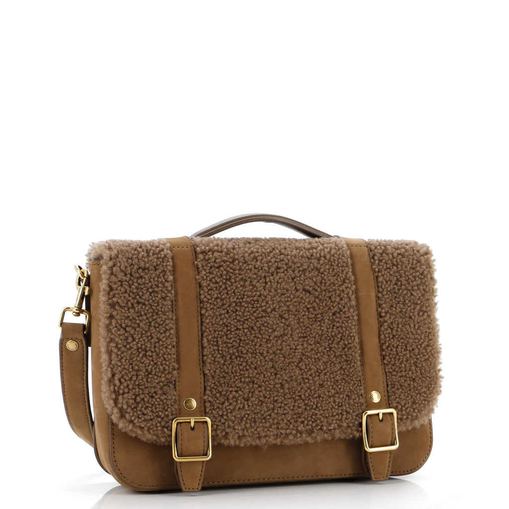 Schoolbag Satchel Shearling with Suede Mini