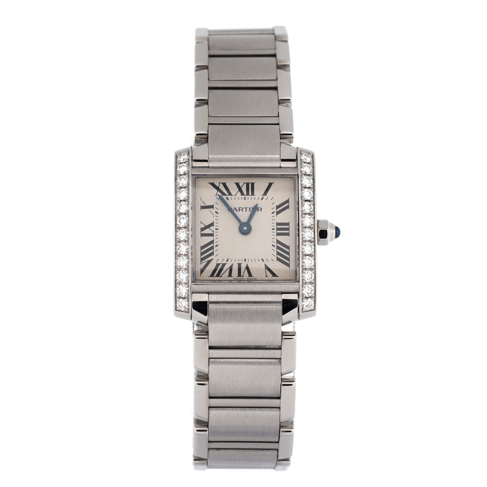 Tank Francaise Quartz Watch Stainless Steel with Diamond Bezel 20