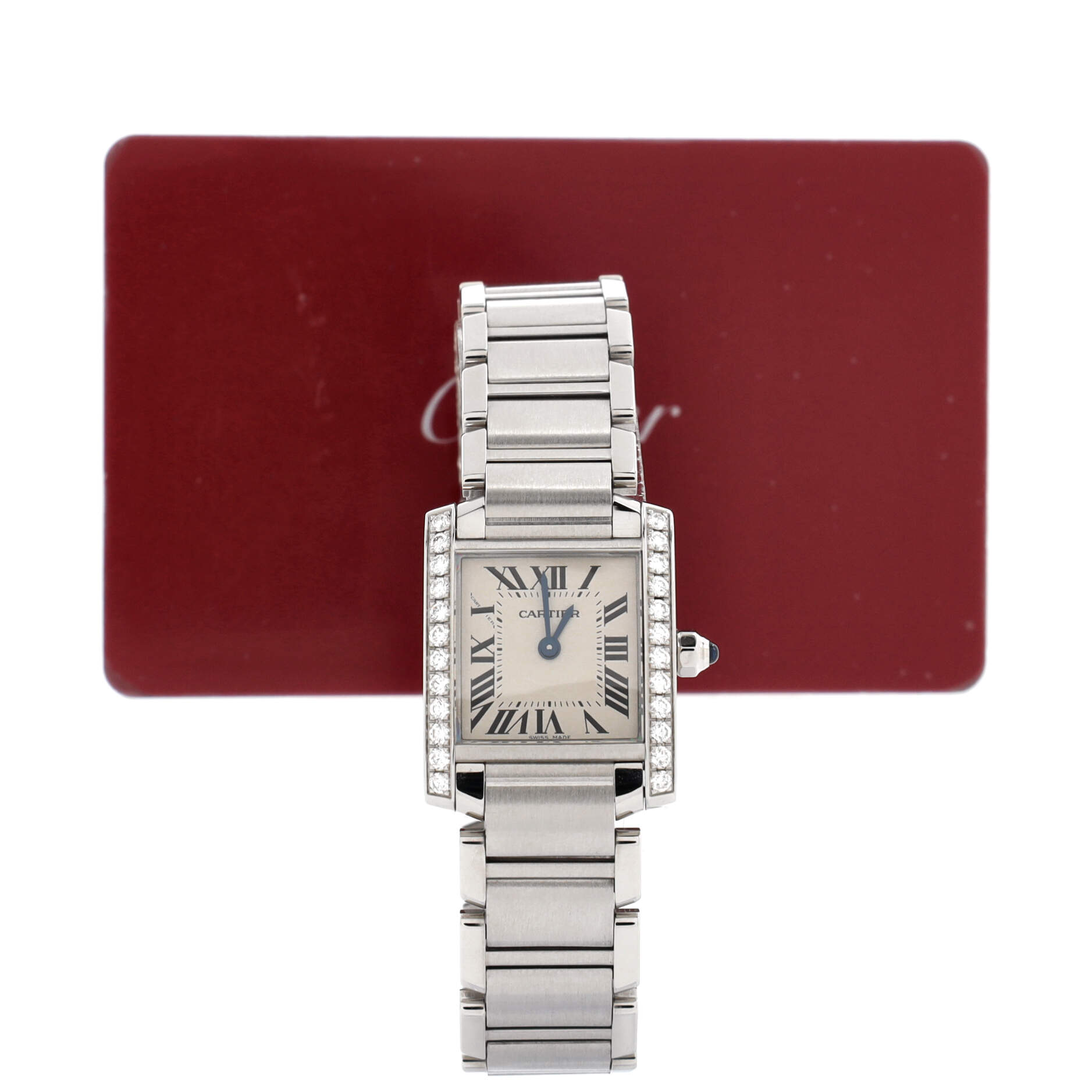 Tank Francaise Quartz Watch Stainless Steel with Diamond Bezel 20
