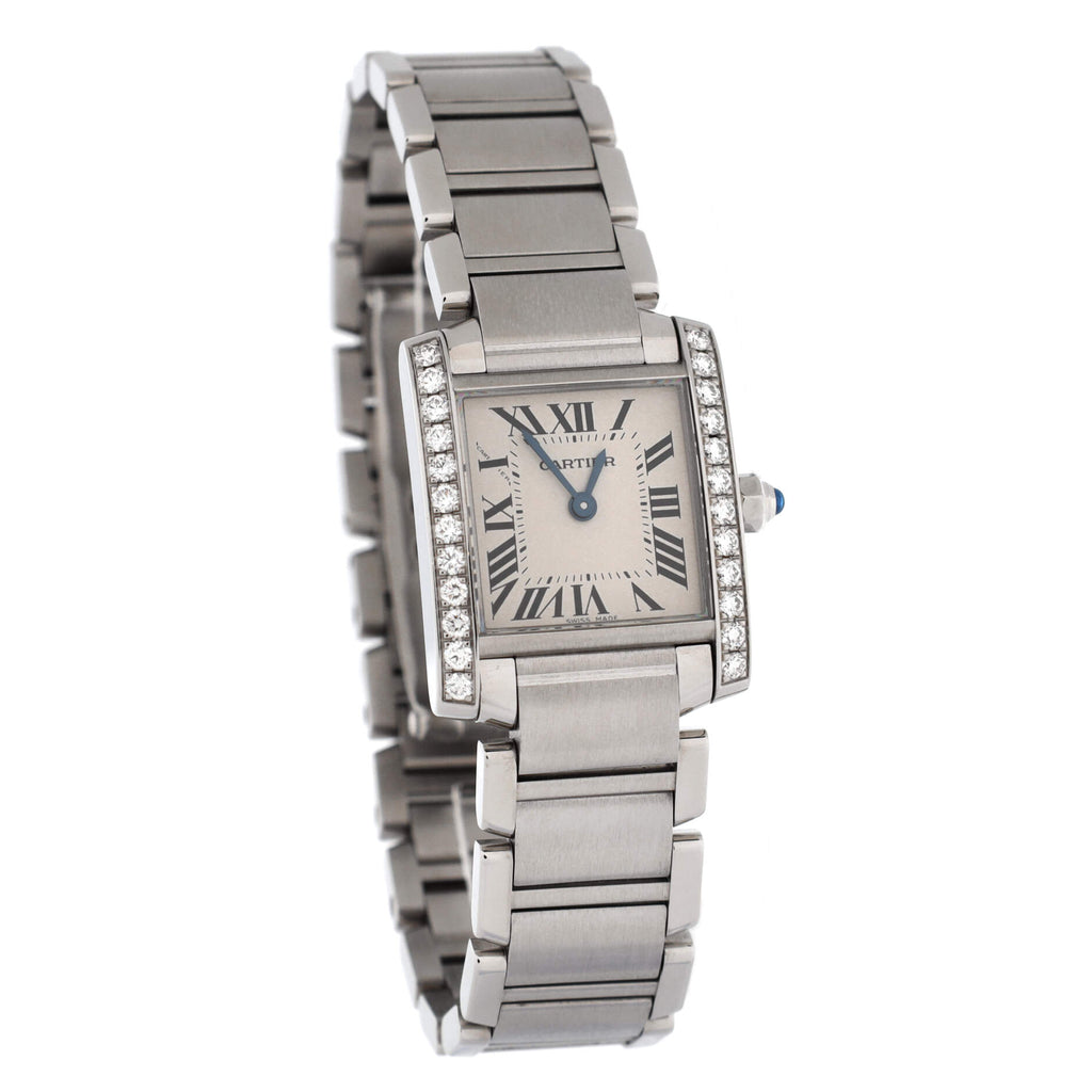 Tank Francaise Quartz Watch Stainless Steel with Diamond Bezel 20