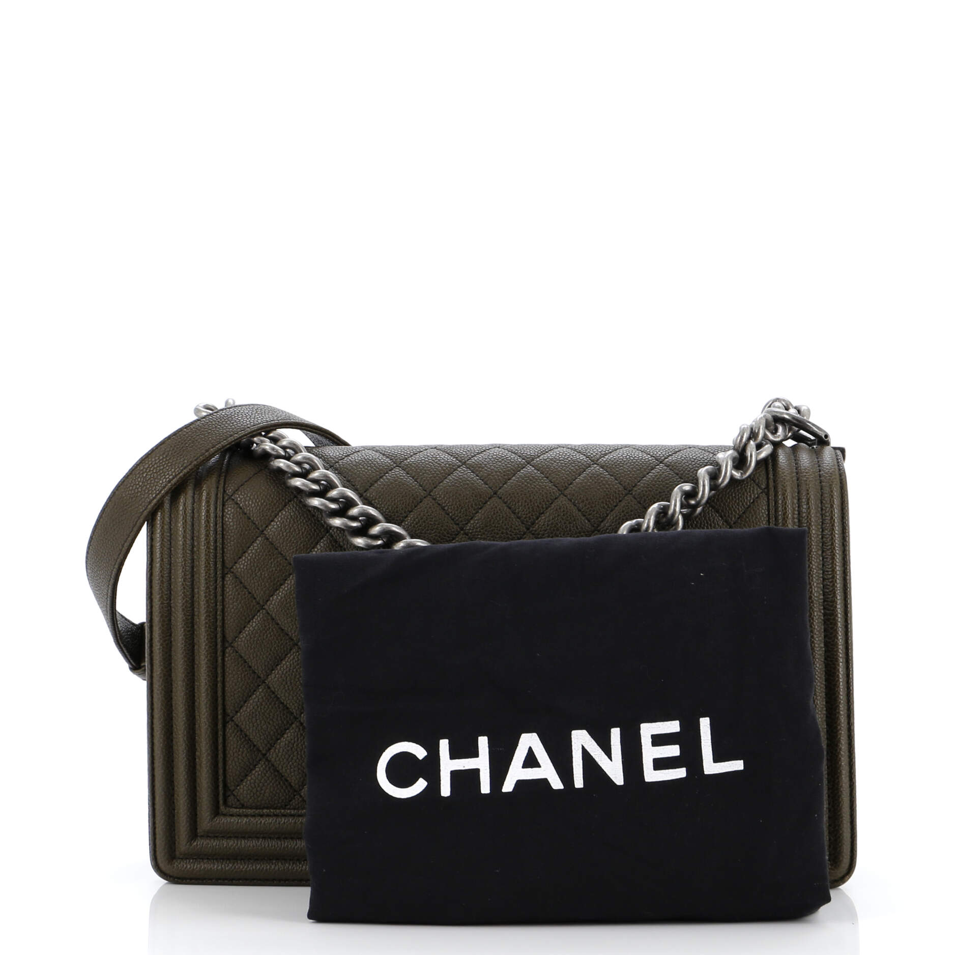 So Black Boy Flap Bag Quilted Caviar New Medium