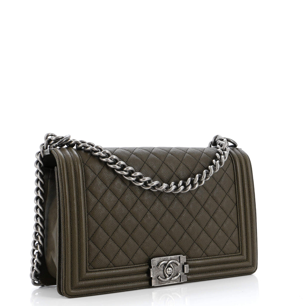 So Black Boy Flap Bag Quilted Caviar New Medium