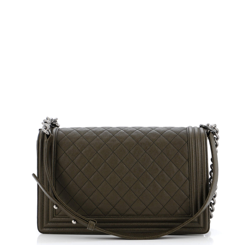 So Black Boy Flap Bag Quilted Caviar New Medium