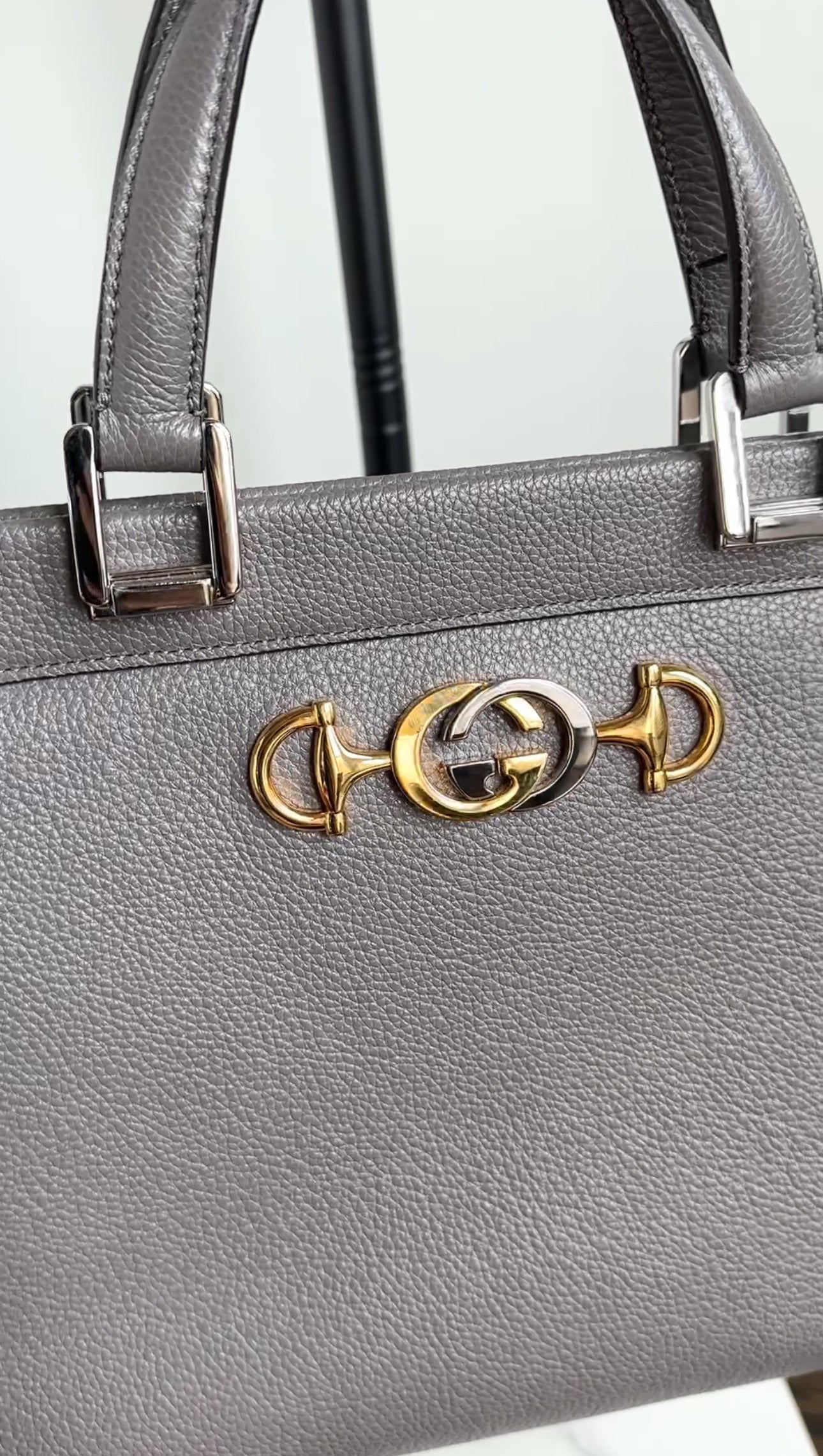 Gucci Grey Leather Large Zumi Tote Bag