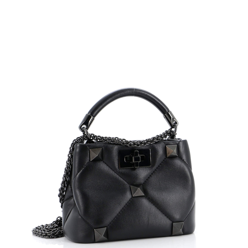 Roman Stud Top Handle Bag Quilted Leather Mini