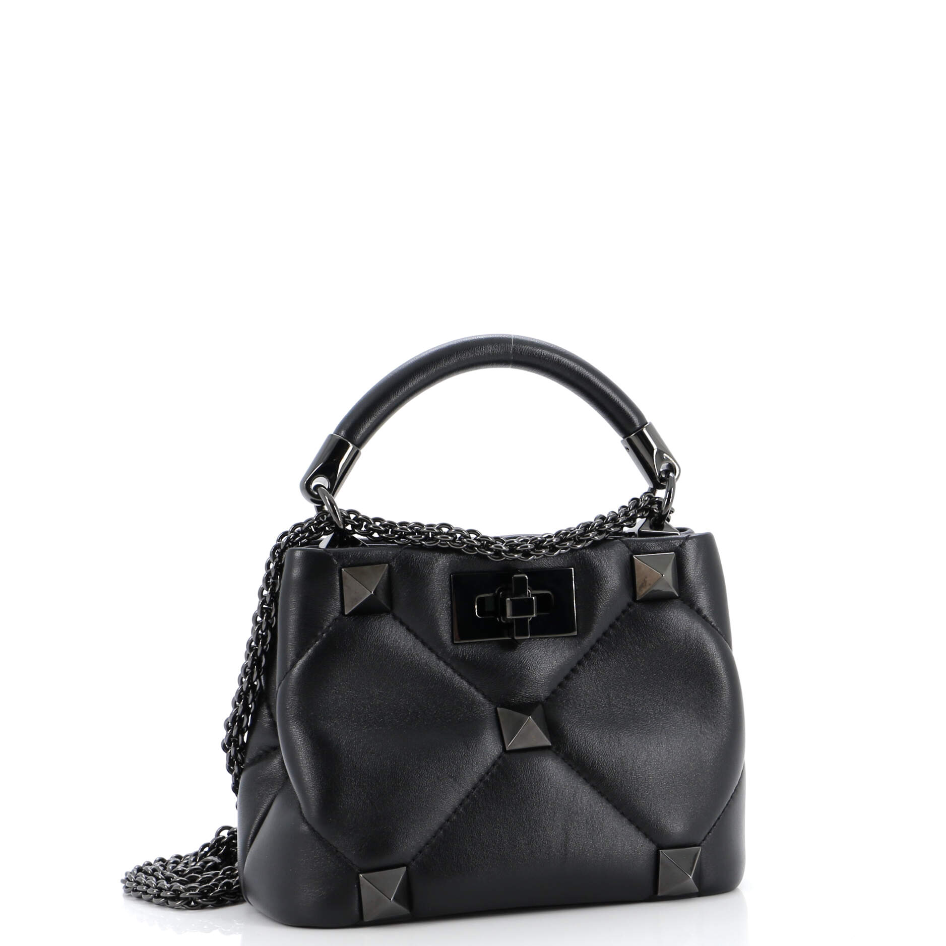 Roman Stud Top Handle Bag Quilted Leather Mini