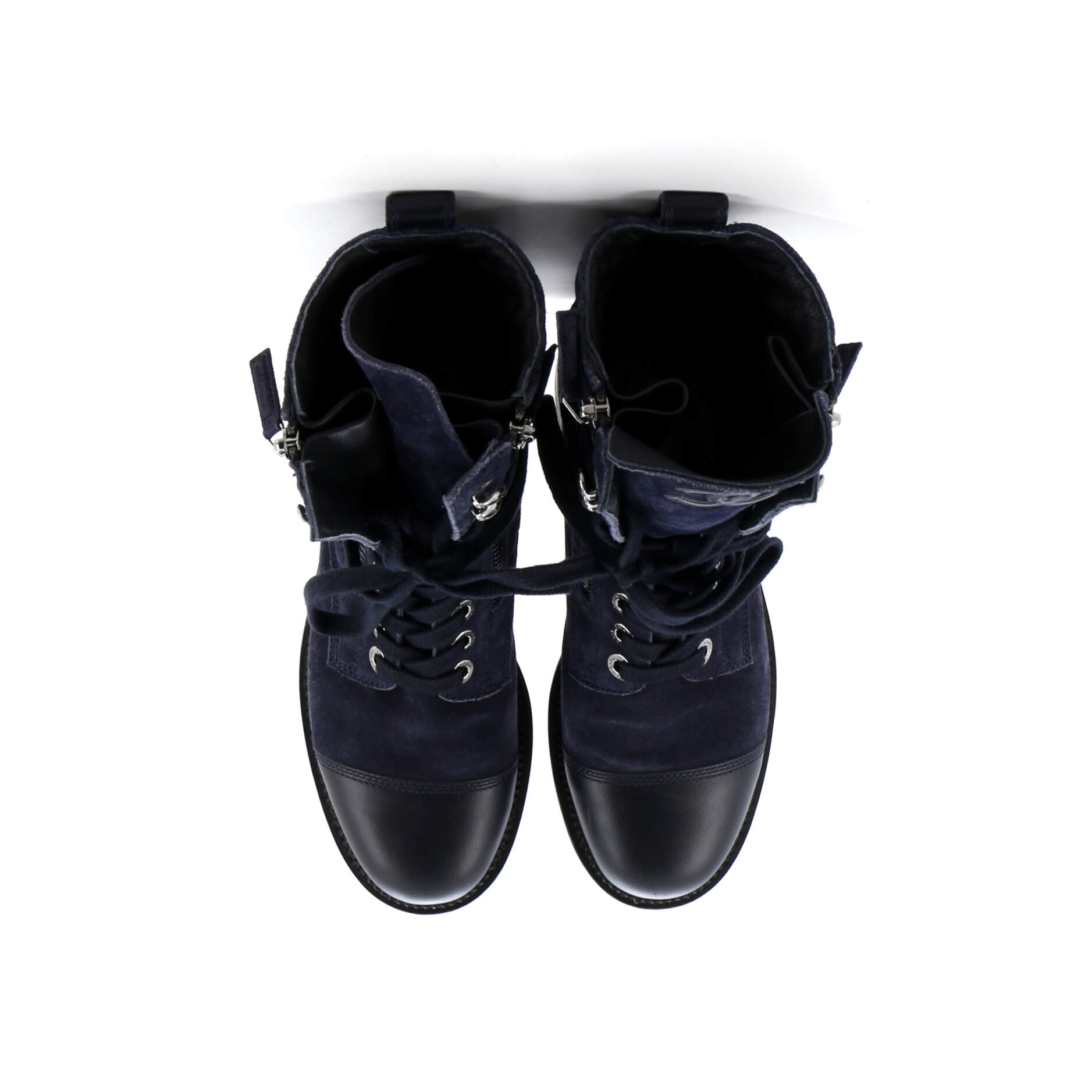 Women's CC Zip Up Combat Boots Quilted Leather