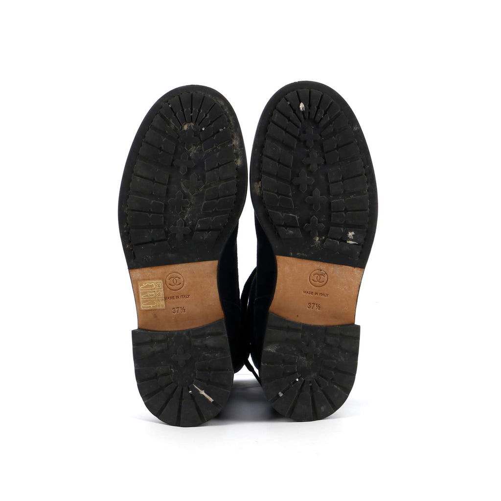 Women's CC Zip Up Combat Boots Quilted Leather