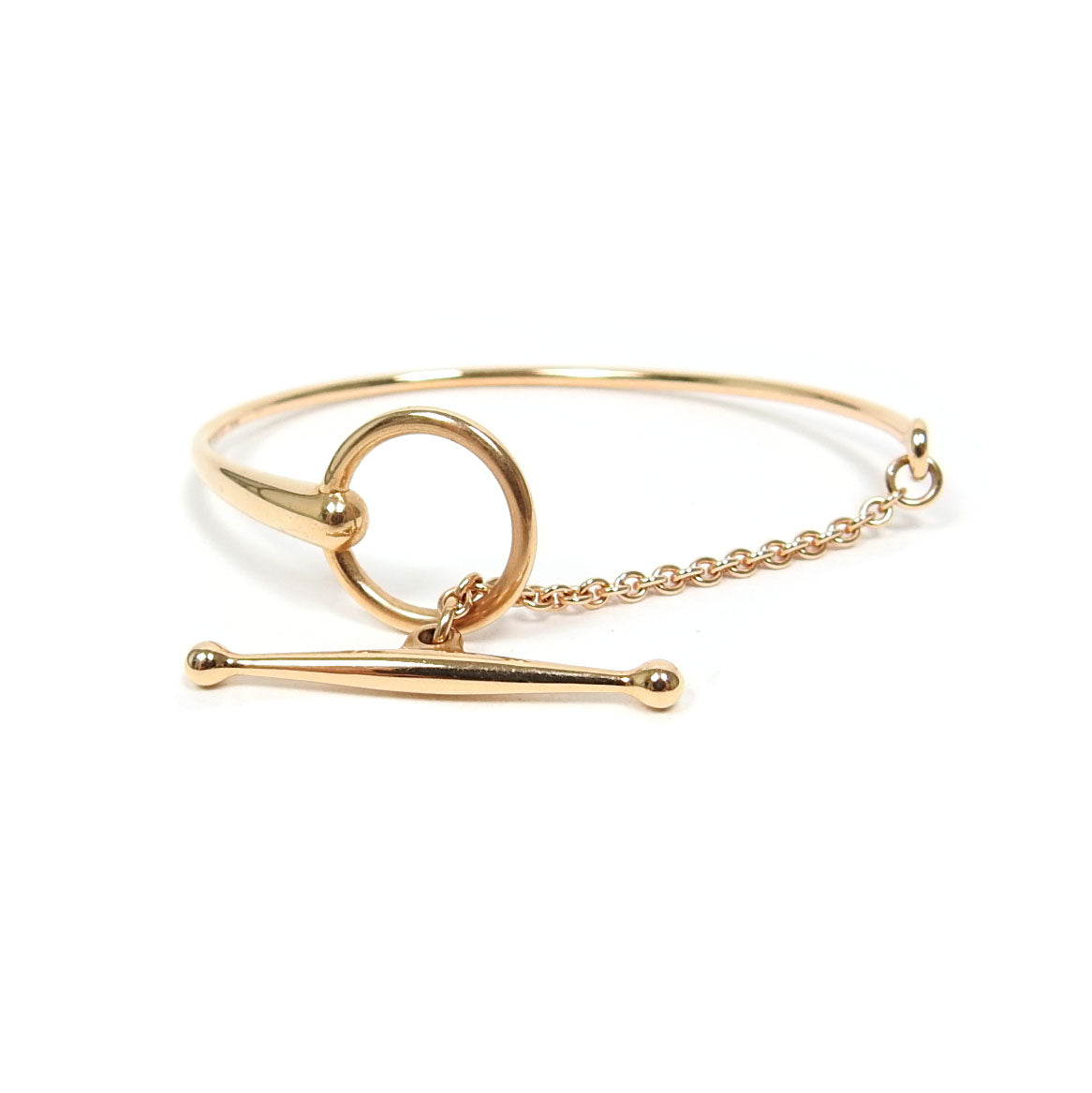 Hermes Filet Dor 18k Rose Gold Toggle Bracelet - Size ST