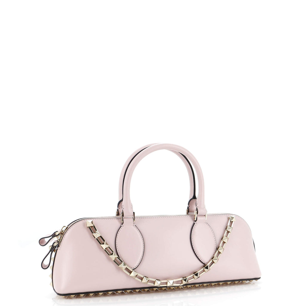 Rockstud Zip Up Top Handle Bag Leather East West