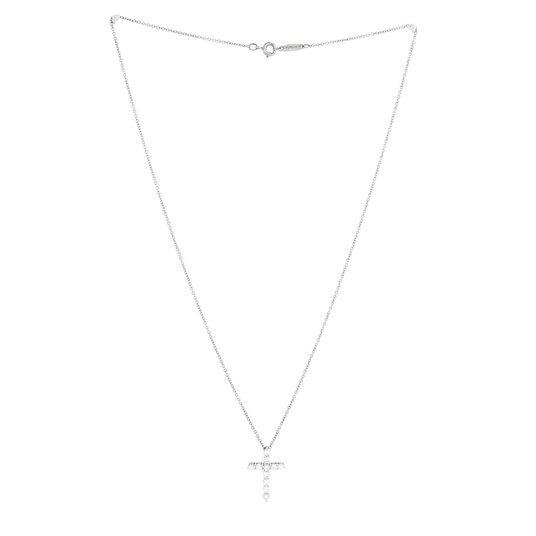 Cross Pendant Necklace Platinum and Diamonds Small
