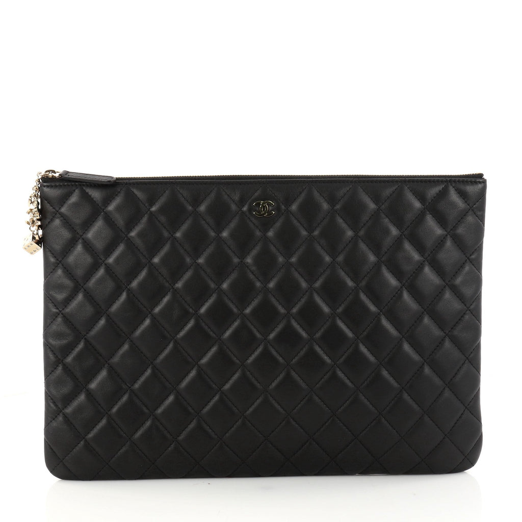 CC Casino O Case Clutch Quilted Lambskin Large