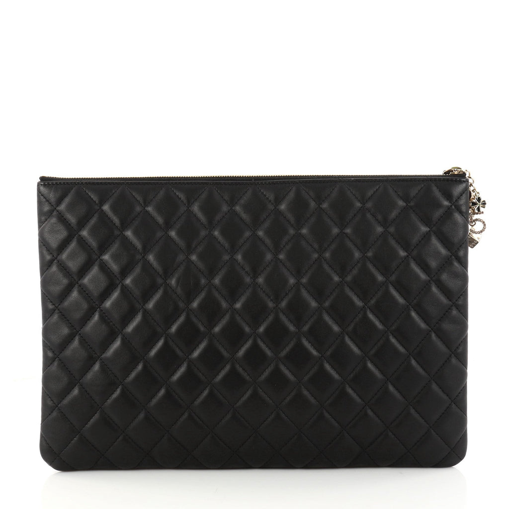 CC Casino O Case Clutch Quilted Lambskin Large
