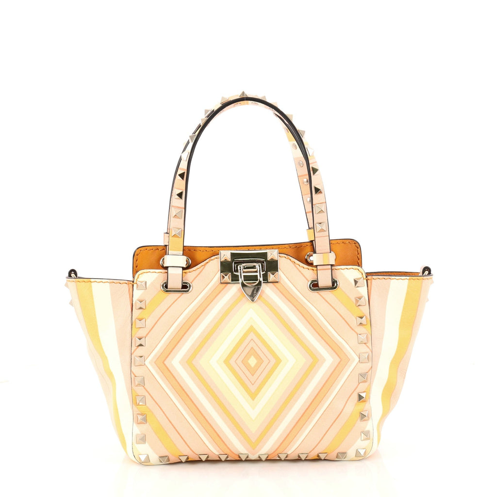 Rockstud 1975 Tote Striped Leather Mini