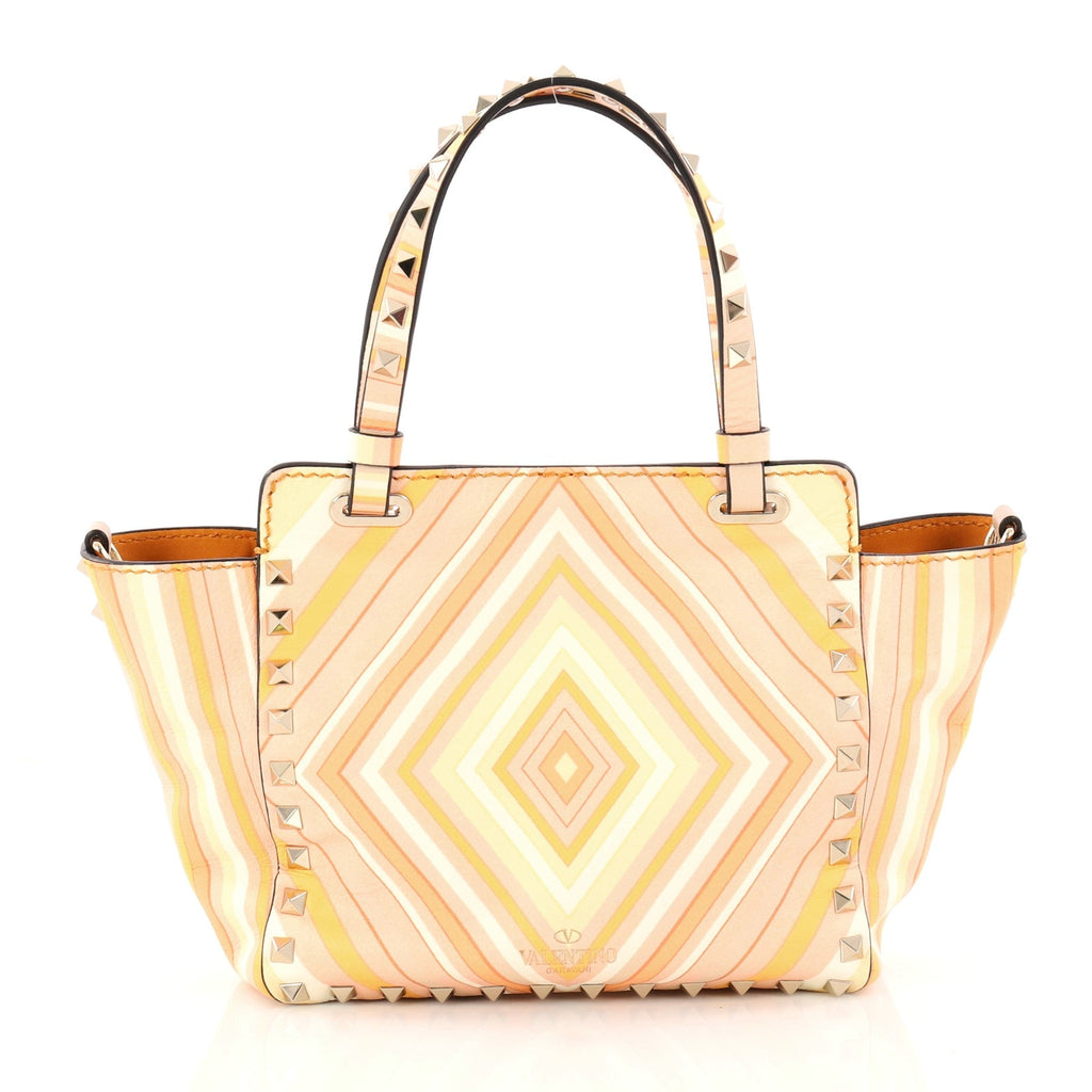 Rockstud 1975 Tote Striped Leather Mini