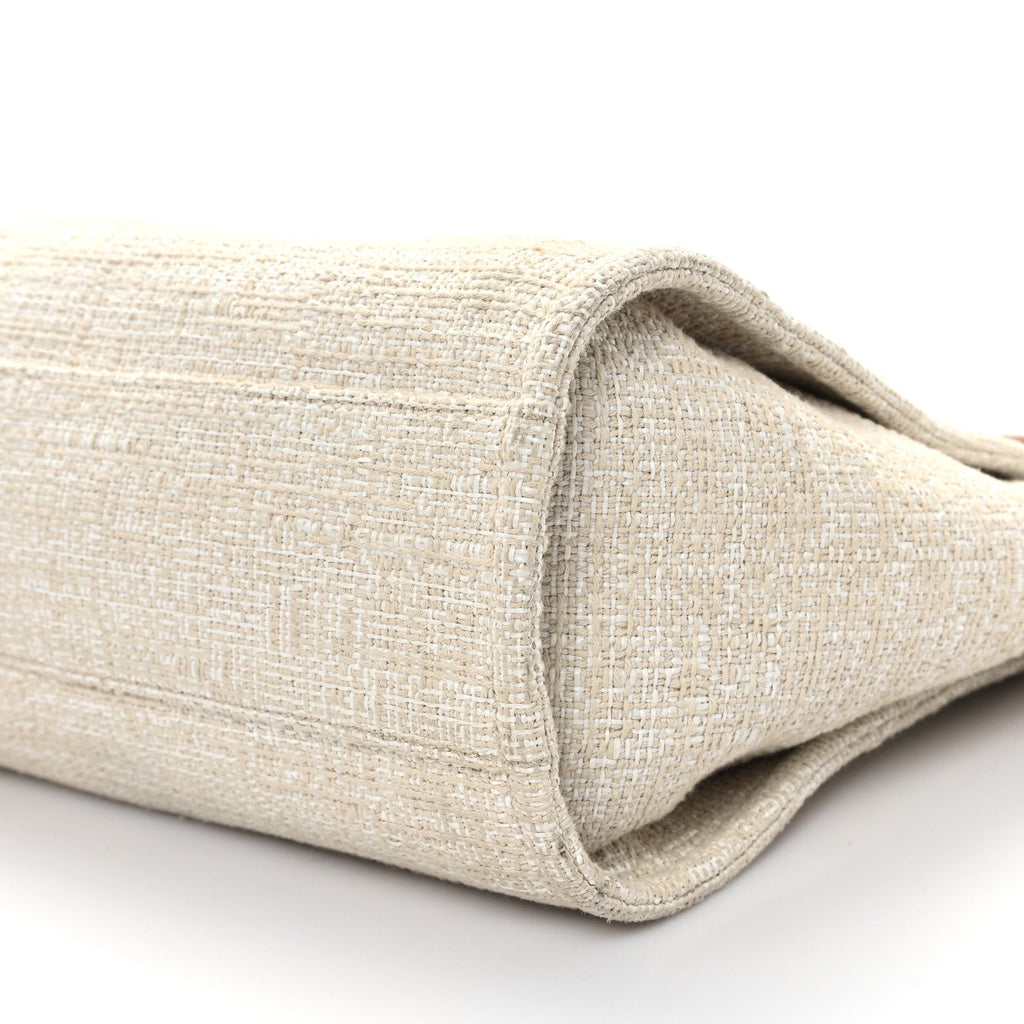 Lurex Boucle Small Deauville Tote Ivory