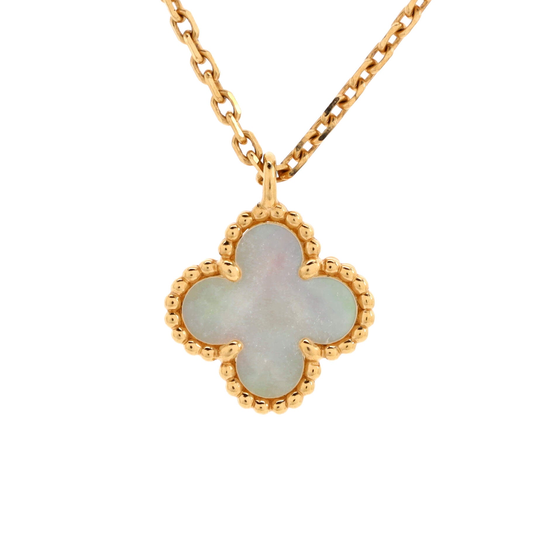 Sweet Alhambra Pendant Necklace 18K Yellow Gold and Mother of Pearl