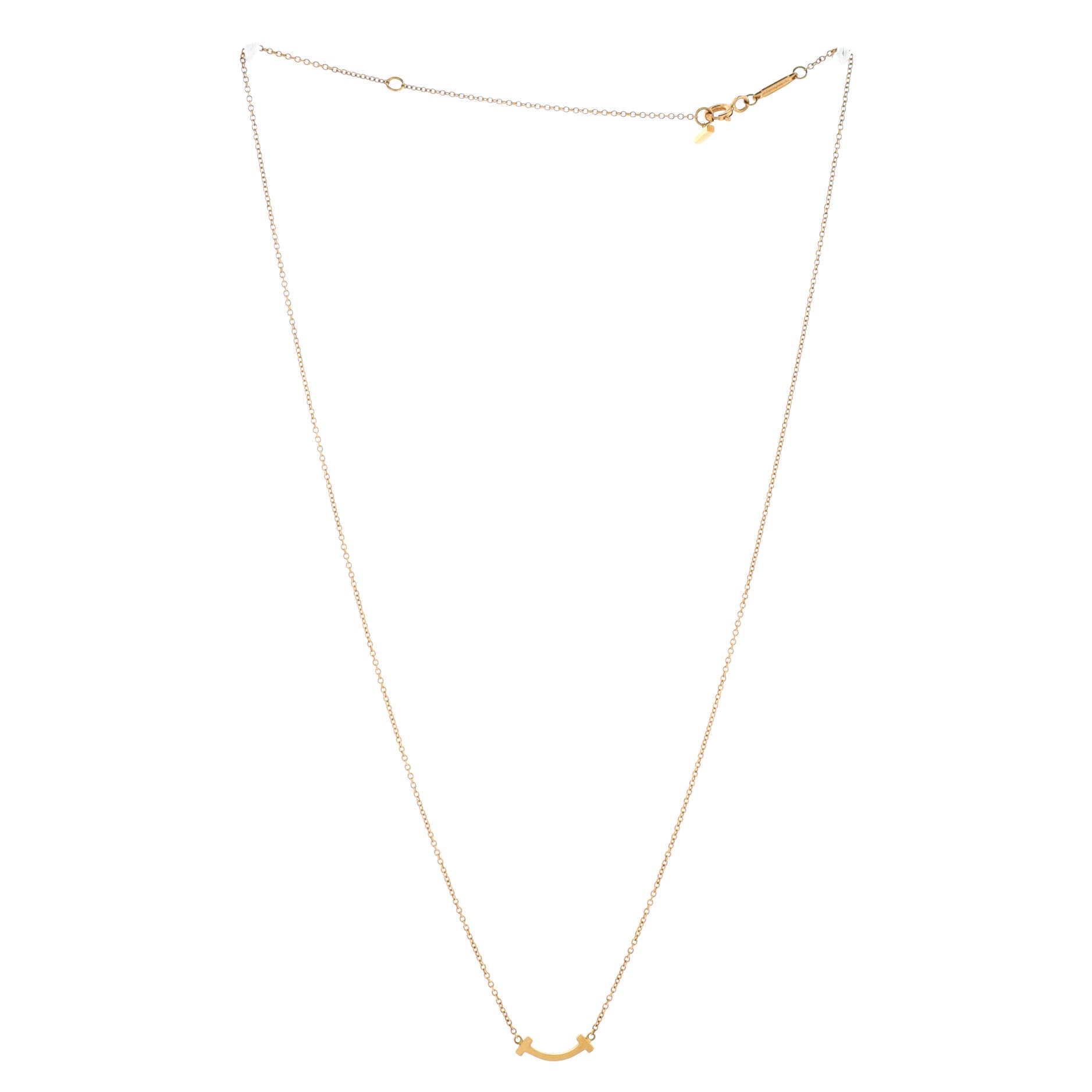 T Smile Pendant Necklace 18K Yellow Gold Mini