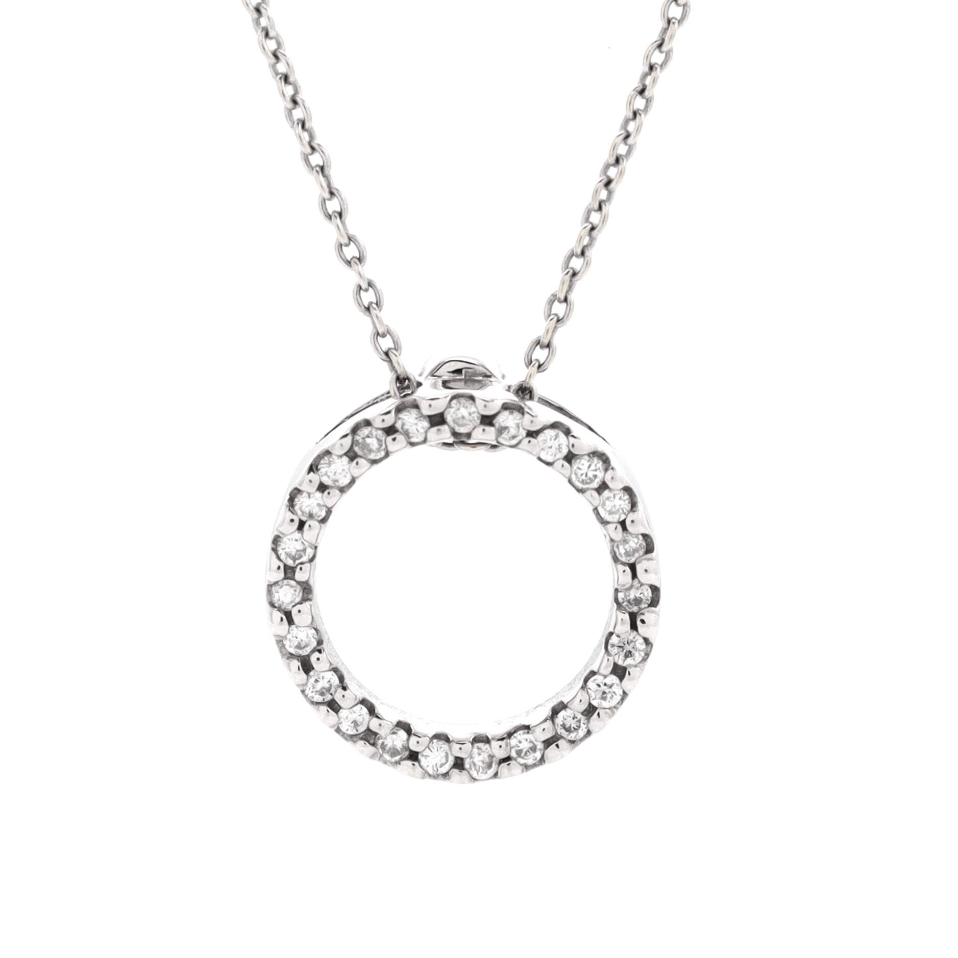 Tiny Treasures Circle Pendant Necklace 18K White Gold with Diamonds