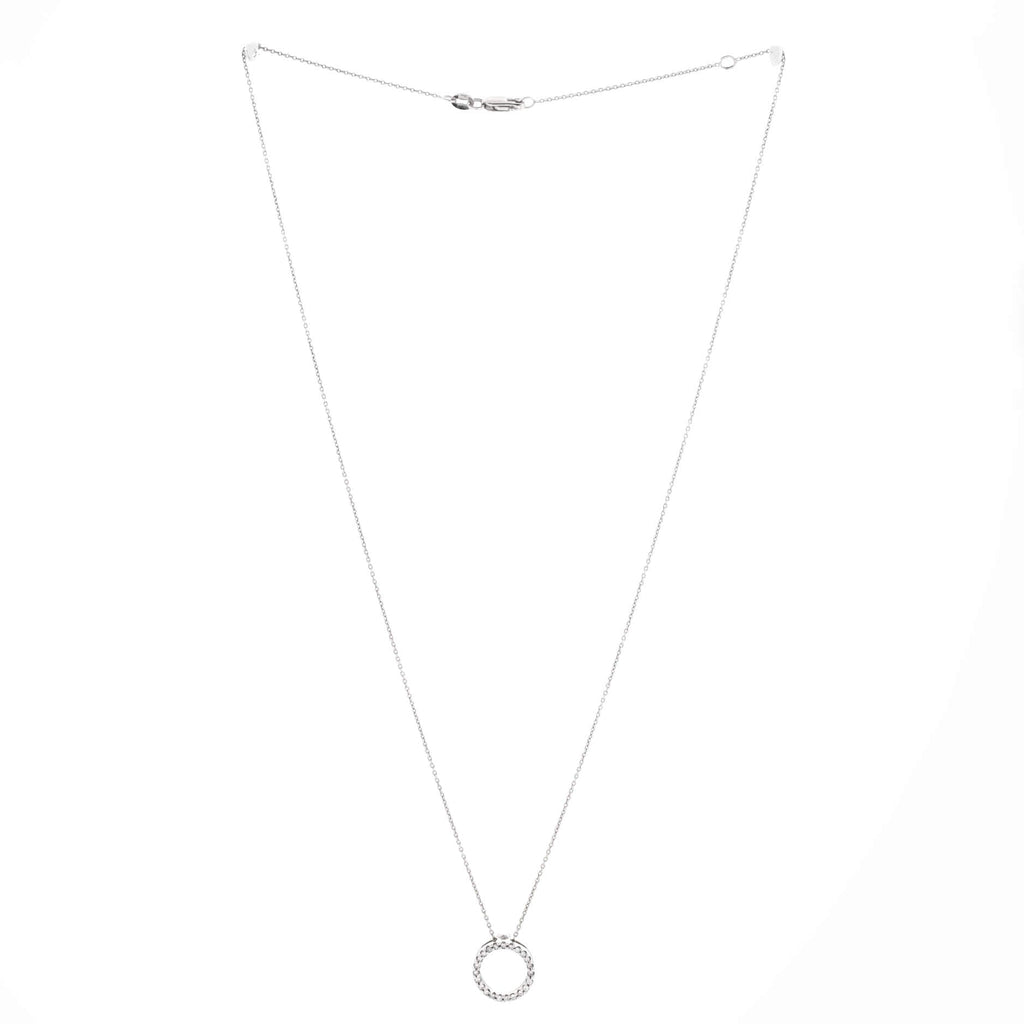 Tiny Treasures Circle Pendant Necklace 18K White Gold with Diamonds