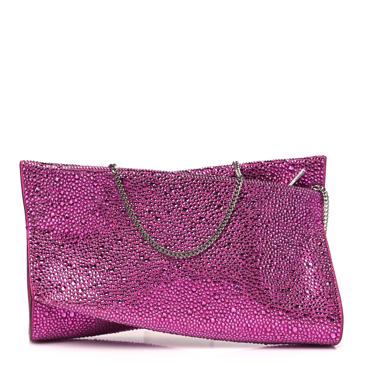 Crystal Small Loubitwist Clutch Fuchsia