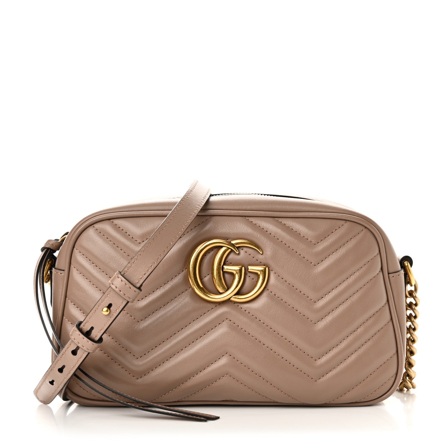 Calfskin Matelasse Small GG Marmont Chain Shoulder Bag Porcelain Rose