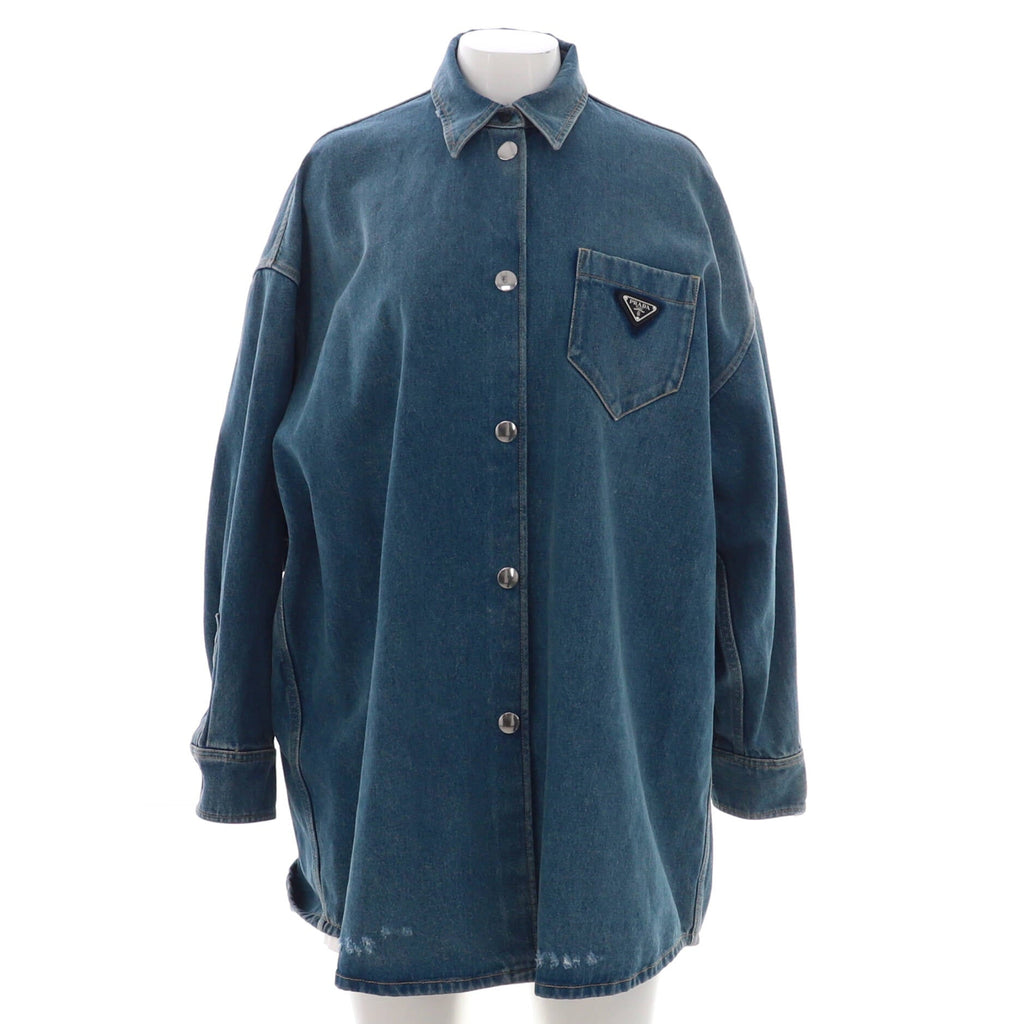 Women's Triangle Logo Long Shirt Jacket Denim