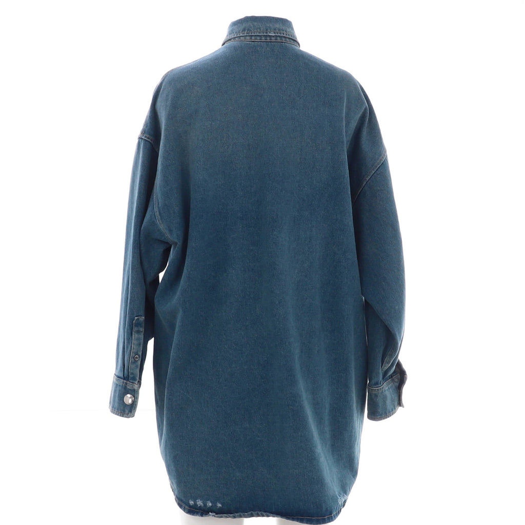 Women's Triangle Logo Long Shirt Jacket Denim