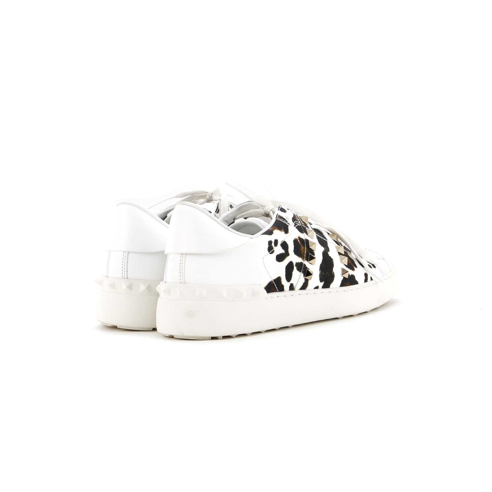 Women's Rockstud Open Sneakers Printed Leather