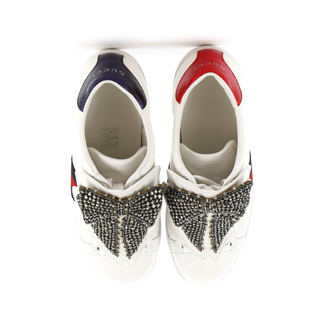 Women's Ace Bow Sneakers Embellished Leather