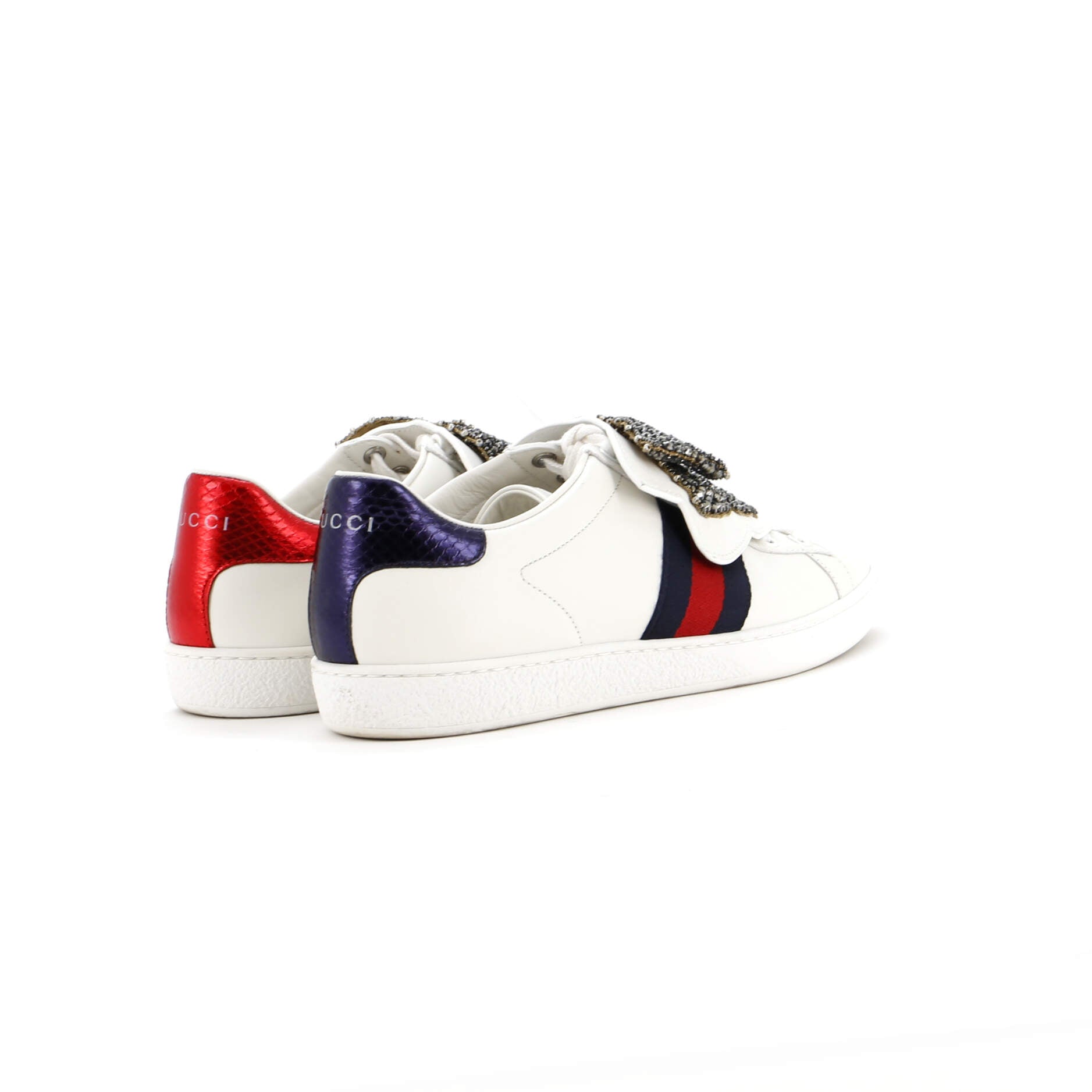Women's Ace Bow Sneakers Embellished Leather