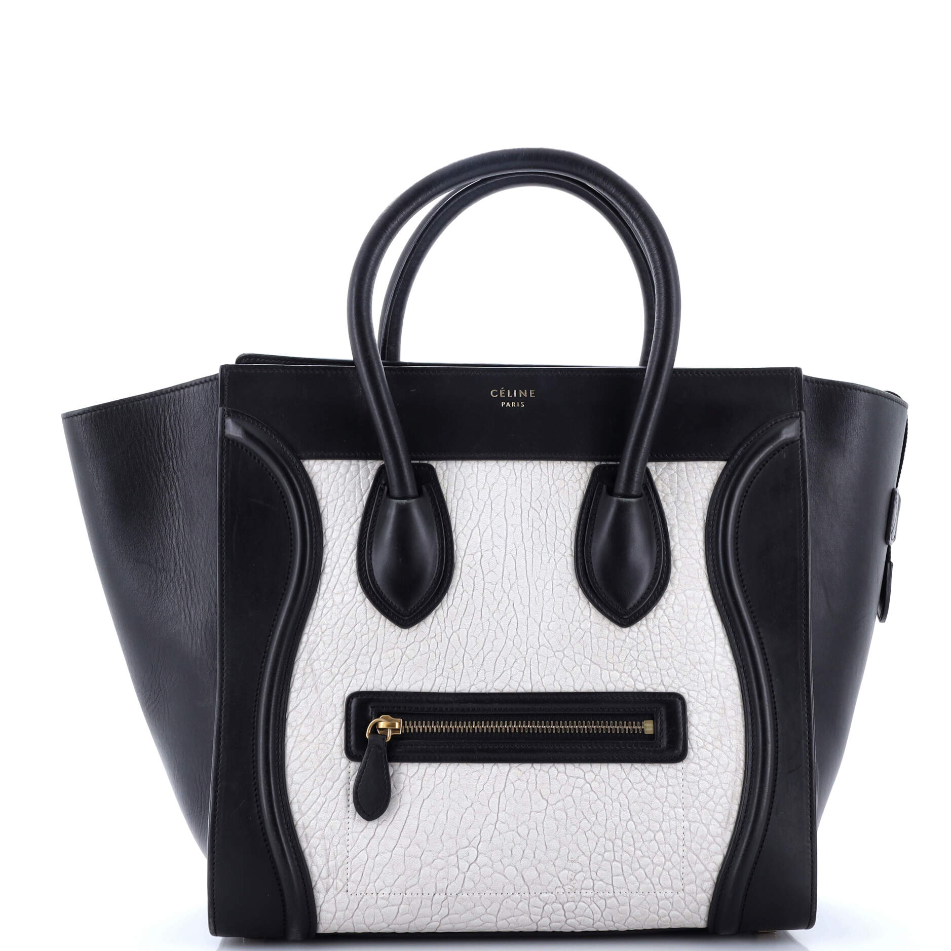 Bicolor Luggage Bag Crocodile Embossed Leather Mini