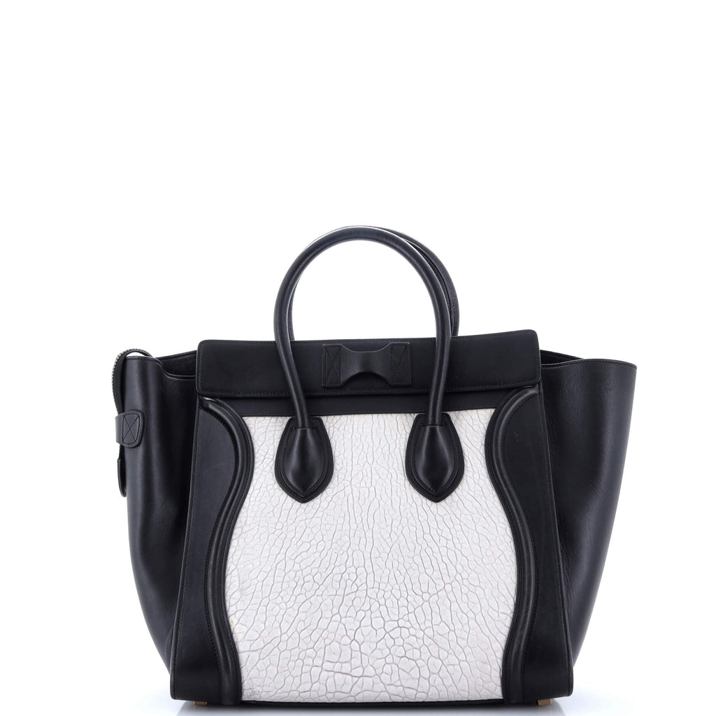Bicolor Luggage Bag Crocodile Embossed Leather Mini