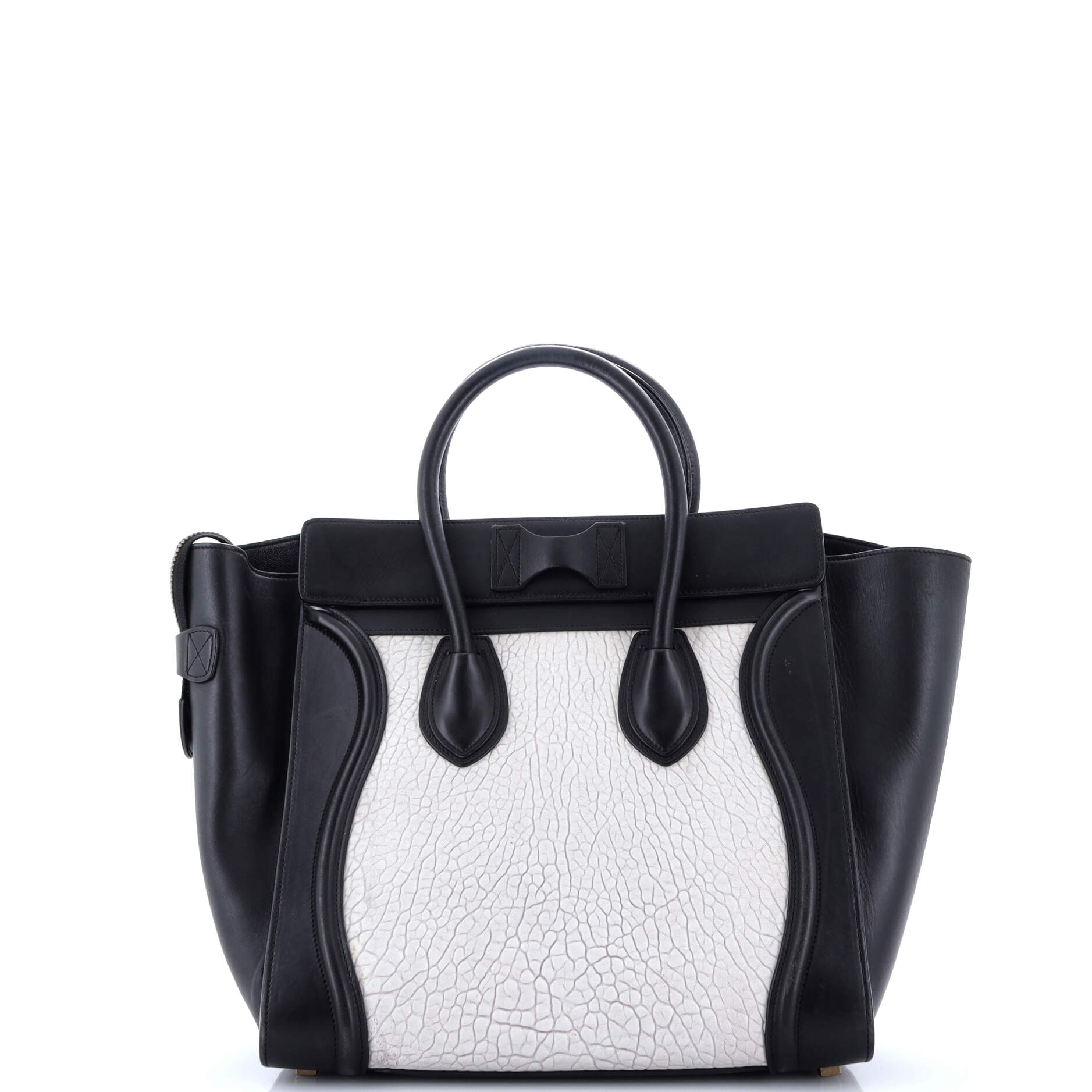 Bicolor Luggage Bag Crocodile Embossed Leather Mini