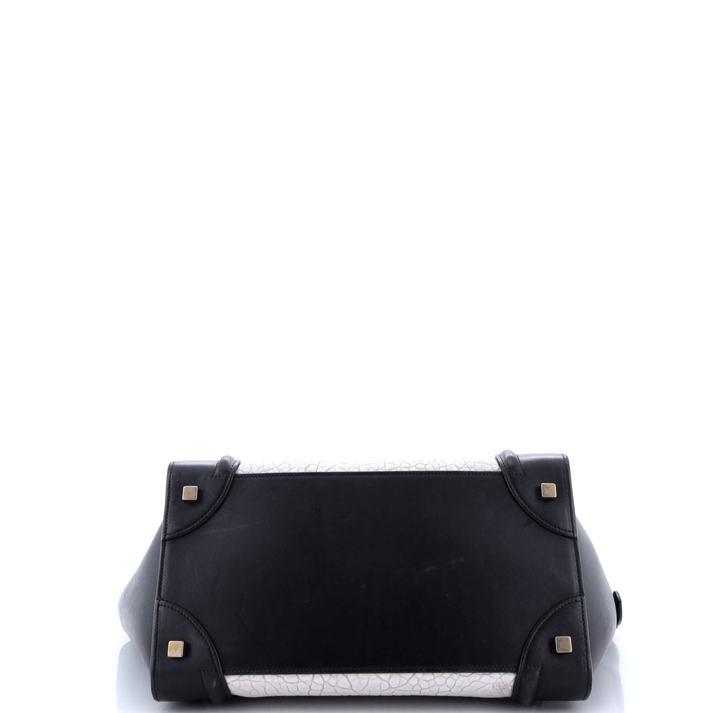 Bicolor Luggage Bag Crocodile Embossed Leather Mini