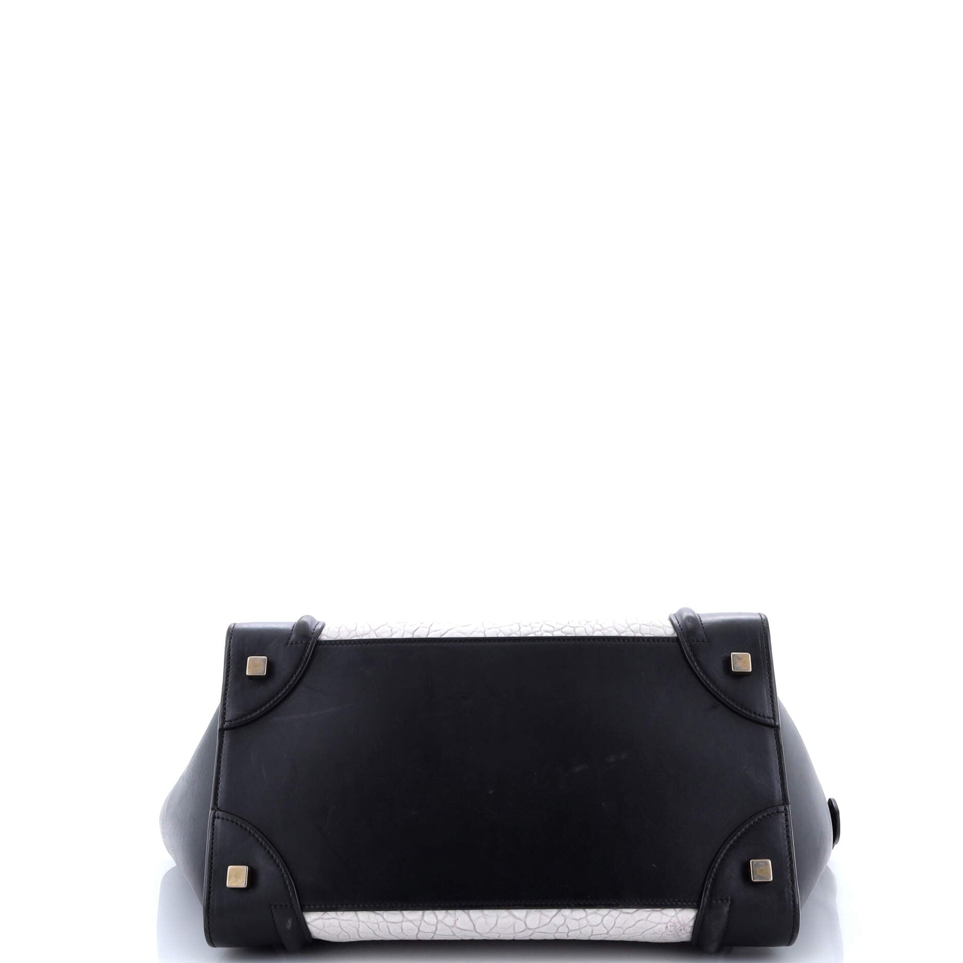 Bicolor Luggage Bag Crocodile Embossed Leather Mini