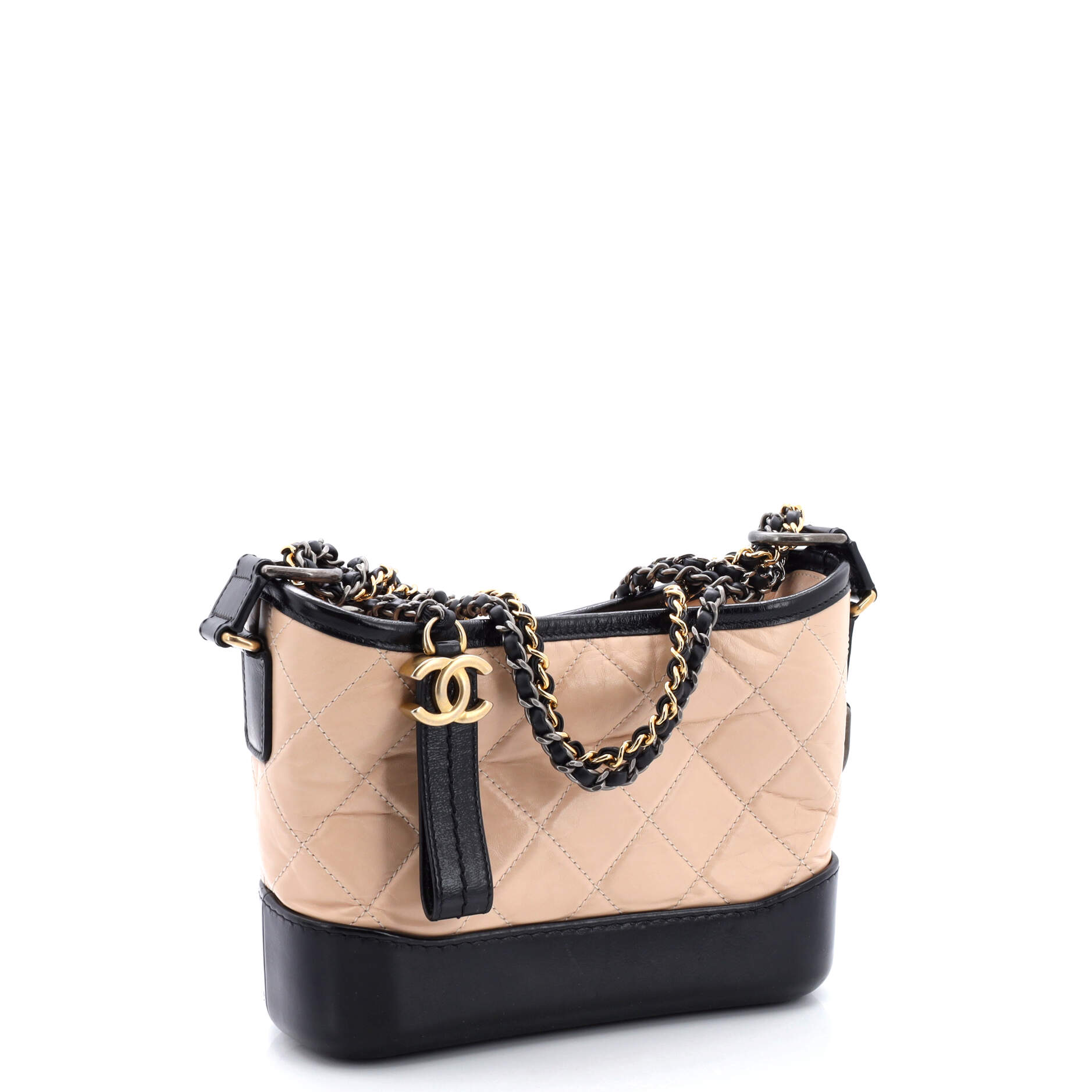 Bicolor Gabrielle Hobo Quilted Aged Calfskin Small