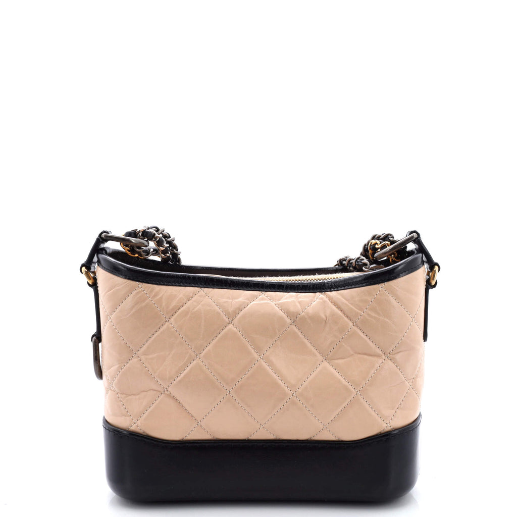 Bicolor Gabrielle Hobo Quilted Aged Calfskin Small