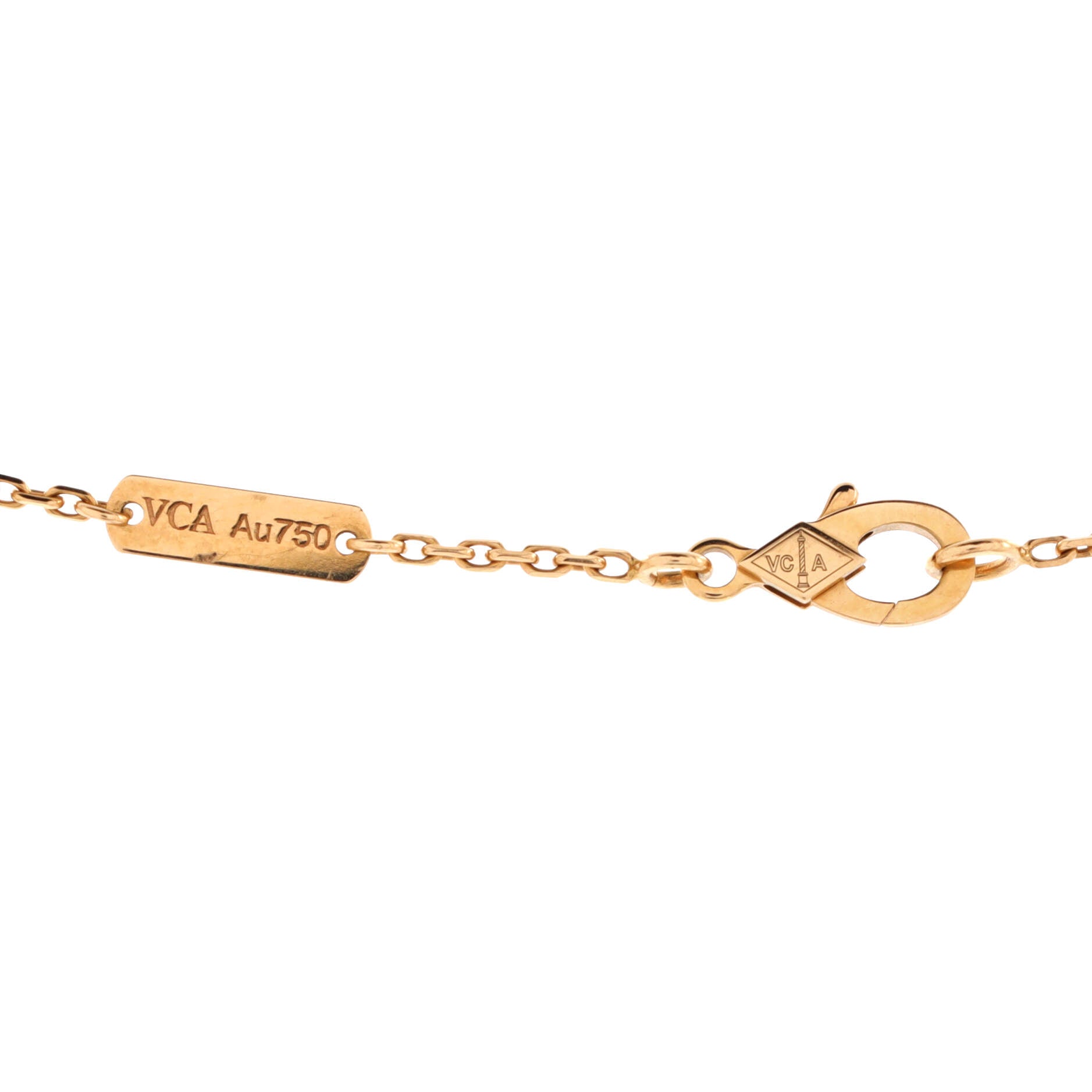 Vintage Alhambra Pendant Necklace 18K Rose Gold and Tiger Eye with Diamond