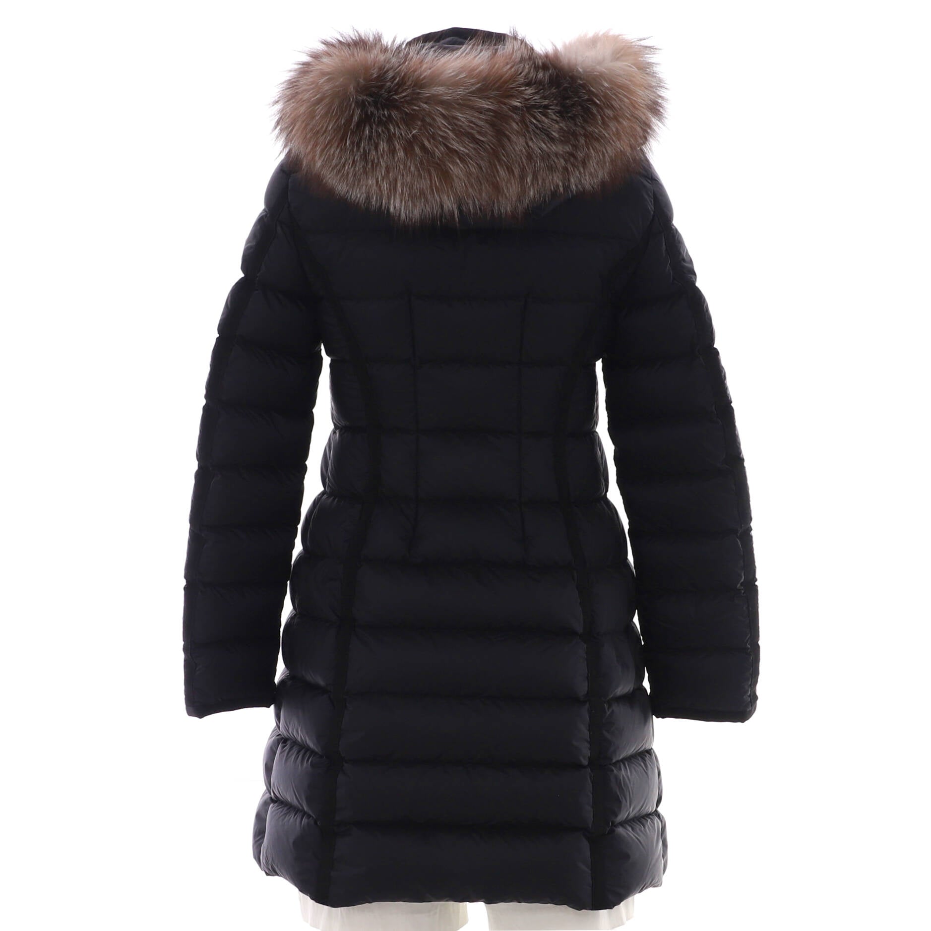 Women's Hermifur Hooded Puffer Coat Quilted Nylon with Down and Fur