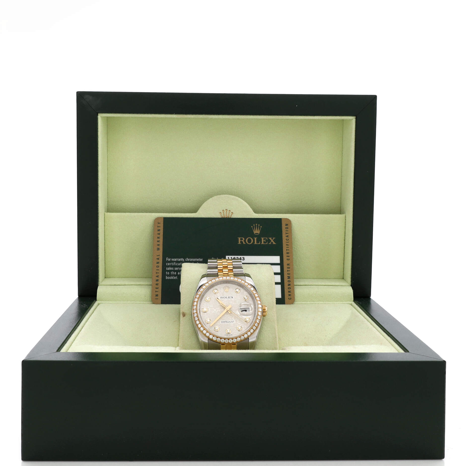Oyster Perpetual Datejust Automatic Watch Stainless Steel and Yellow Gold with Diamond Bezel and Markers 36