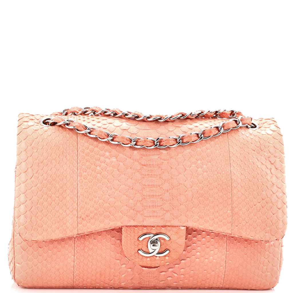Classic Double Flap Bag Python Jumbo