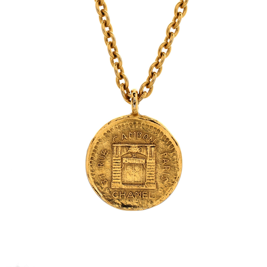 Vintage 31 Rue Cambon Medallion Pendant Necklace Metal