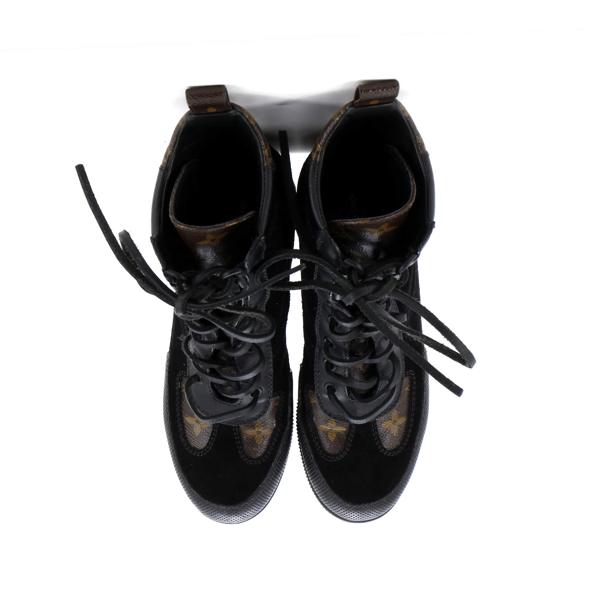 Women's Laureate Platform Desert Boots Suede with Monogram Canvas