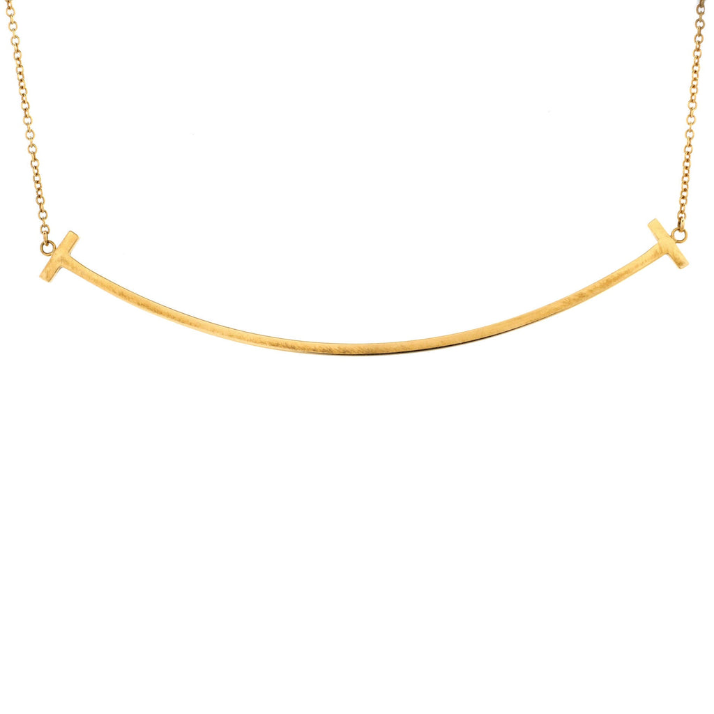T Smile Pendant Necklace 18K Yellow Gold Large