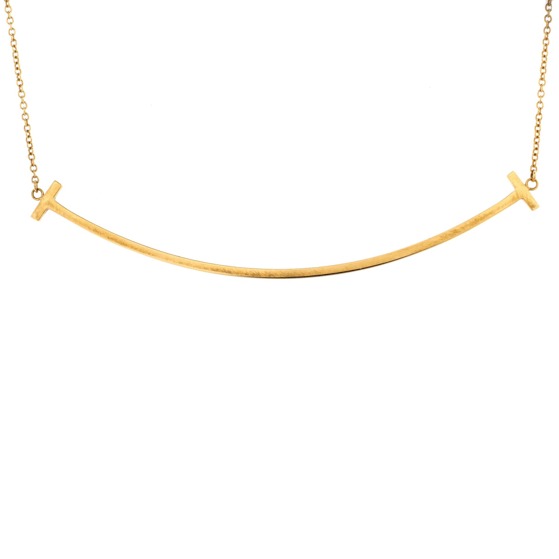 T Smile Pendant Necklace 18K Yellow Gold Large