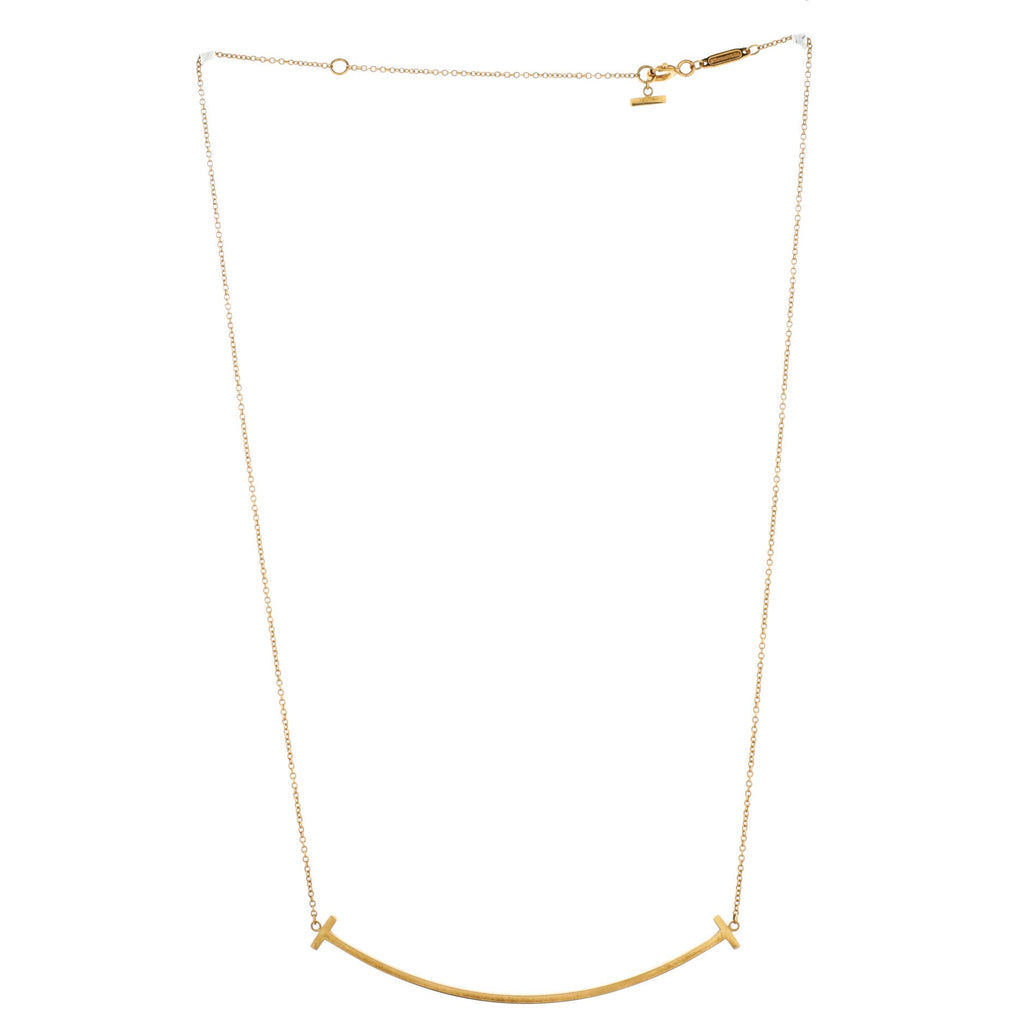 T Smile Pendant Necklace 18K Yellow Gold Large