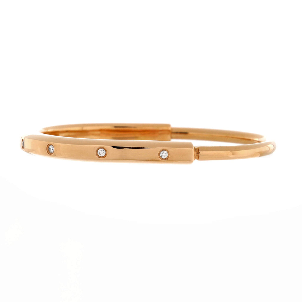 Lock Bangle Bracelet 18K Rose Gold with Diamonds